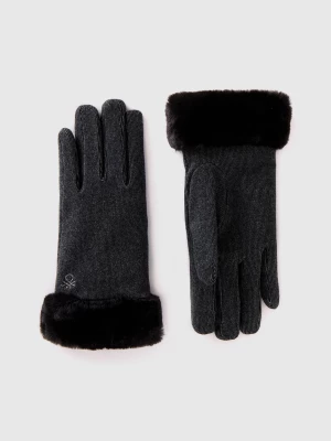 Benetton, Microfiber Gloves, size L, Black, Women United Colors of Benetton