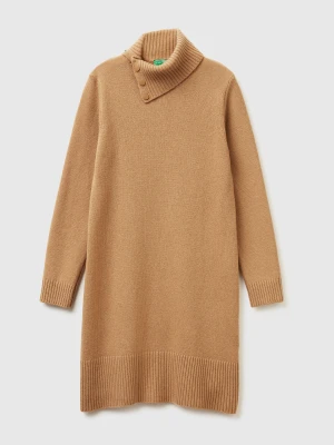 Benetton, Midi Dress In Wool Blend, Size: XXS, Camel, Women United Colors of Benetton