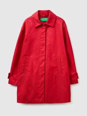 Benetton, Midi Duster Coat With Collar, Strawberry, Women United Colors of Benetton