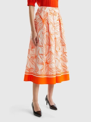 Benetton, Midi Skirt In Sustainable Viscose Blend, size L, Orange, Women United Colors of Benetton