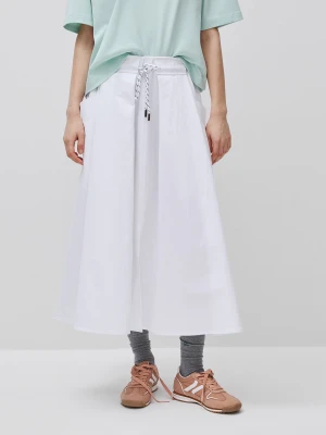 Benetton, Midi Skirt With Drawstring, Size: XS, White, Women United Colors of Benetton