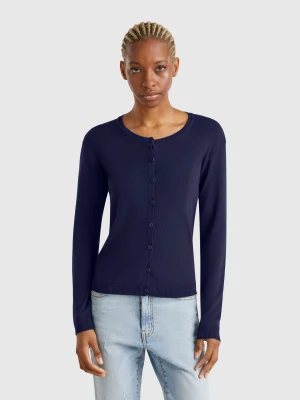 Benetton, Midnight Blue 100% Cotton Cardigan, size L, Dark Blue, Women United Colors of Benetton