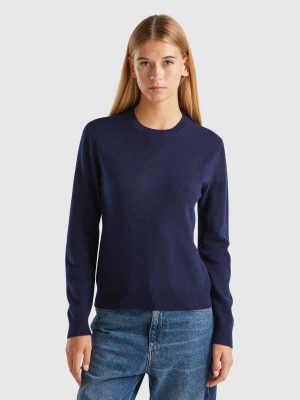 Benetton, Midnight Blue Sweater In Pure Cashmere, size L, Dark Blue, Women United Colors of Benetton