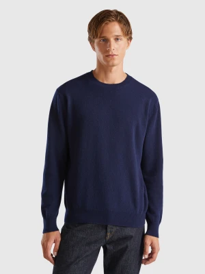 Benetton, Midnight Blue Sweater In Pure Cashmere, Size: XS, Dark Blue, Men United Colors of Benetton