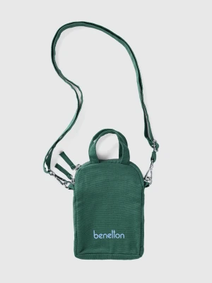 Benetton, Military Green Cell Phone Holder In Pure Cotton, size OS, Military Green, Women United Colors of Benetton