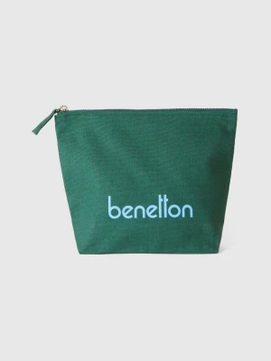 Benetton, Military Green Clutch In Pure Cotton, size OS, Military Green, Women United Colors of Benetton