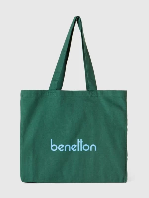 Benetton, Military Green Tote Bag In Pure Cotton, size OS, Military Green, Women United Colors of Benetton