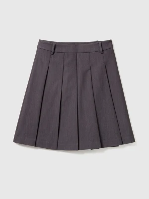 Benetton, Mini Skirt With Pleats, Dark Gray, Women United Colors of Benetton