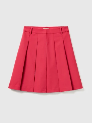 Benetton, Mini Skirt With Pleats, Strawberry, Women United Colors of Benetton