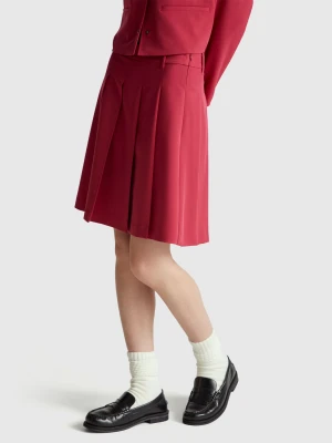 Benetton, Mini Skirt With Pleats, Strawberry, Women United Colors of Benetton
