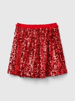 Benetton, Mini Skirt With Sequins, size XL, Red, Kids United Colors of Benetton