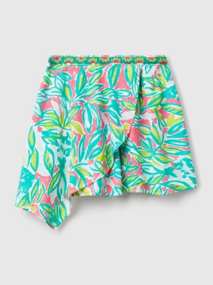 Benetton, Mini Skirt With Tropical Print, size XL, Multi-color, Kids United Colors of Benetton