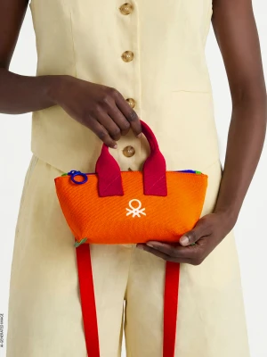 Benetton, Mini Tote With Shoulder Strap, Size: OS, Orange, Women United Colors of Benetton