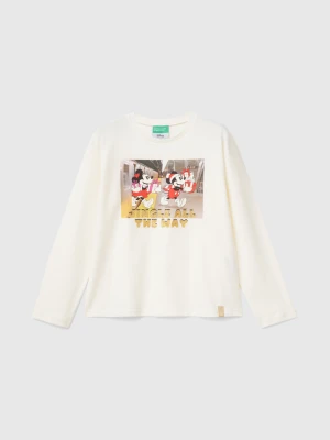 Benetton, Minnie And Mickey Mouse Christmas T-shirt, size XL, Creamy White, Kids United Colors of Benetton