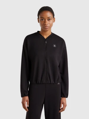 Benetton, Modal® Zip-up Sweatshirt, size XXS, Black, Women United Colors of Benetton