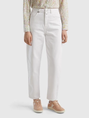 Benetton, Mom Fit Trousers, size 25, White, Women United Colors of Benetton