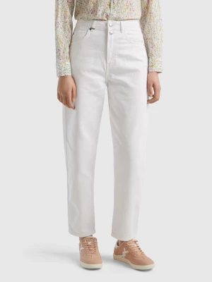 Benetton, Mom Fit Trousers, size 30, White, Women United Colors of Benetton