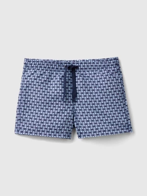 Benetton, Monogram Blue And Light Blue Swim Trunks, size M, Blue, Kids United Colors of Benetton