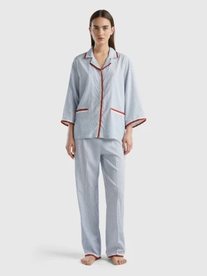 Benetton, Monogram Pyjamas In Sustainable Viscose, size L, Sky Blue, Women United Colors of Benetton
