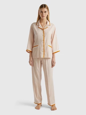 Benetton, Monogram Pyjamas In Sustainable Viscose, size L, Soft Pink, Women United Colors of Benetton