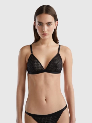 Benetton, Monogram Triangle Bra, size 3°, Black, Women United Colors of Benetton