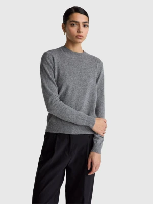Benetton, Mouse Gray Crew Neck Sweater In Merino Wool, Size: XXS, Gray, Women United Colors of Benetton