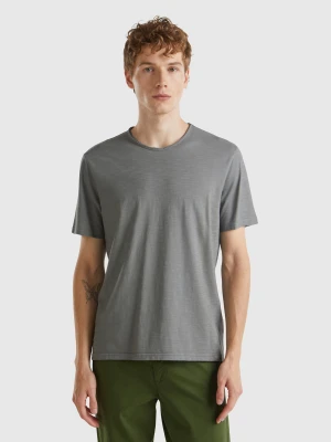 Benetton, Mouse Gray Slub Cotton T-shirt, size XS, Dark Gray, Men United Colors of Benetton