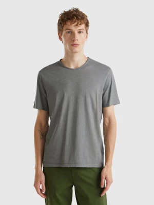 Benetton, Mouse Gray T-shirt In Slub Cotton, size L, Dark Gray, Men United Colors of Benetton