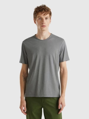 Benetton, Mouse Gray T-shirt In Slub Cotton, size M, Dark Gray, Men United Colors of Benetton