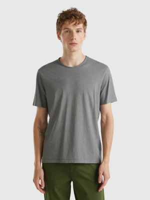 Benetton, Mouse Gray T-shirt In Slub Cotton, size S, Dark Gray, Men United Colors of Benetton