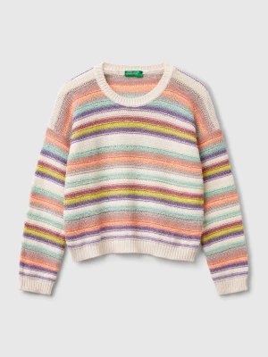 Benetton, Multicolor Striped Sweater With Lurex, size XL, Multi-color, Kids United Colors of Benetton