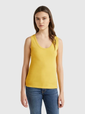 Benetton, Mustard Tank Top In Pure Cotton, size XXS, Mustard, Women United Colors of Benetton
