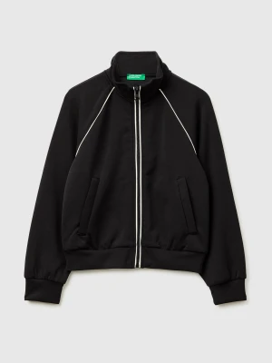 Benetton, Neoprene Sweatshirt With High Neck, Size: XL, Black, Kids United Colors of Benetton