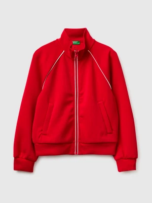 Benetton, Neoprene Sweatshirt With High Neck, Size: XL, Red, Kids United Colors of Benetton