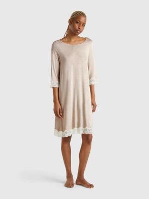 Zdjęcie produktu Benetton, Nightshirt With Lace Details, size XS, Beige, Women United Colors of Benetton