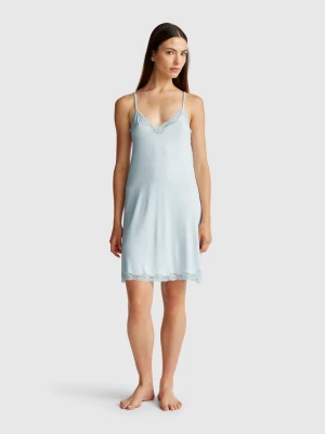 Benetton, Nightshirt With Lace Details, size XXS, Sky Blue, Women United Colors of Benetton