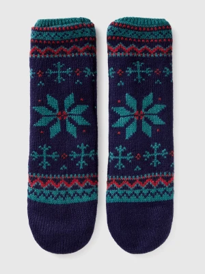 Benetton, Non-slip Christmas Socks, Size: OS, Dark Blue, Women United Colors of Benetton