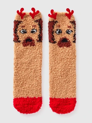 Benetton, Non-slip Socks With Doggy, Size: OS, Brown, Women United Colors of Benetton
