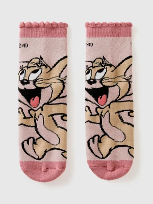 Benetton, Non-slip Tom & Jerry Socks, size 35-38, Soft Pink, Kids United Colors of Benetton