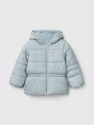 Benetton, Nylon Jacket With Hood, size 110, Pearl Gray, Kids United Colors of Benetton