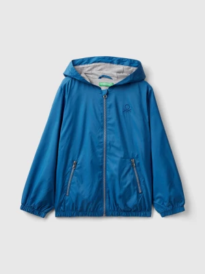 Benetton, Nylon Jacket With Hood, size 2XL, Blue, Kids United Colors of Benetton