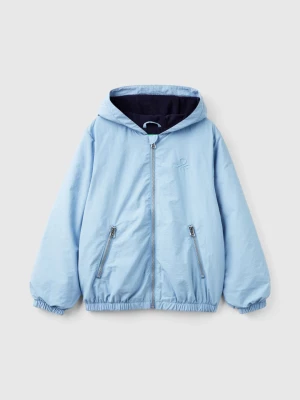 Benetton, Nylon Jacket With Hood, size 2XL, Light Blue, Kids United Colors of Benetton