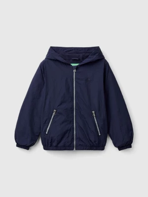 Benetton, Nylon Jacket With Hood, size L, Dark Blue, Kids United Colors of Benetton