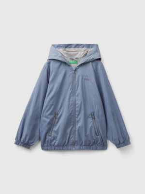Benetton, Nylon Jacket With Hood, size M, Air Force Blue, Kids United Colors of Benetton