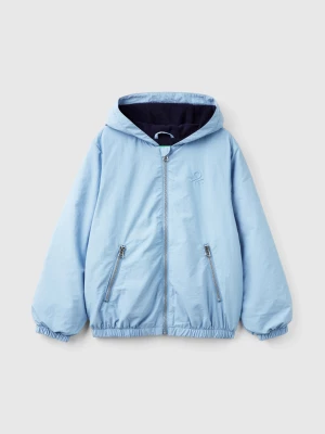 Benetton, Nylon Jacket With Hood, size M, Light Blue, Kids United Colors of Benetton