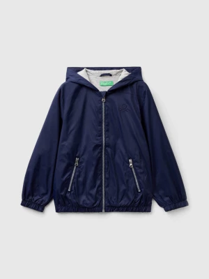 Benetton, Nylon Jacket With Hood, size S, Dark Blue, Kids United Colors of Benetton