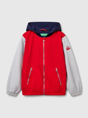 Benetton, Nylon Jacket With Hood, size XL, Red, Kids United Colors of Benetton