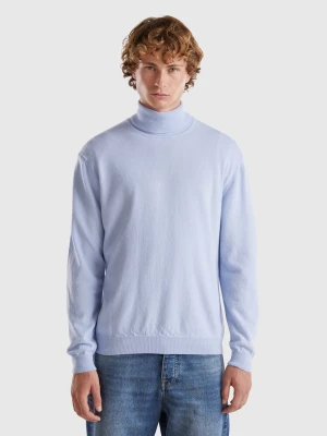 Benetton, Ocean Blue Turtleneck In Pure Merino Wool, size L, Light Blue, Men United Colors of Benetton