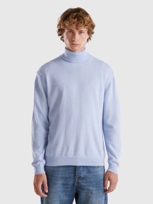 Benetton, Ocean Blue Turtleneck In Pure Merino Wool, size M, Light Blue, Men United Colors of Benetton