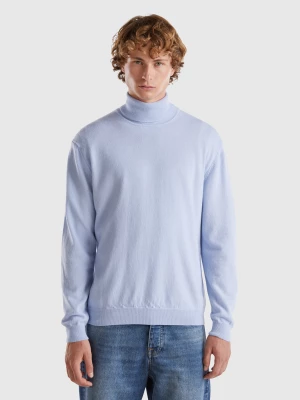 Benetton, Ocean Blue Turtleneck In Pure Merino Wool, size XS, Light Blue, Men United Colors of Benetton